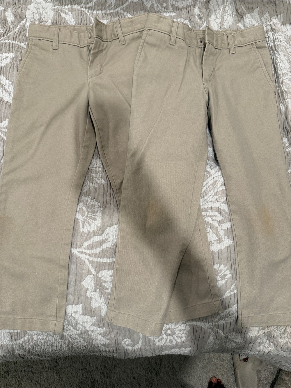 Little Boys Back to School Classic Khaki Uniform Pants- Neutral Tan